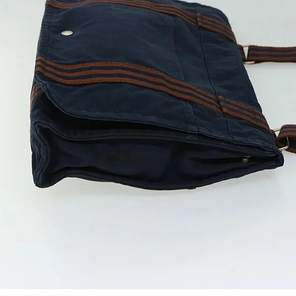 Hermes Navy Blue and Brown Canvas Messenger Bag - Picture 8 of 10